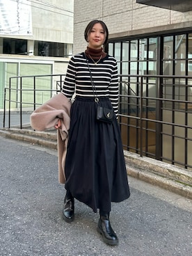 「タートルネック」｜「アイテム（その他シューズ）」を使った、おかじ(ま)さん（レディース・160cm）の冬コーディネート