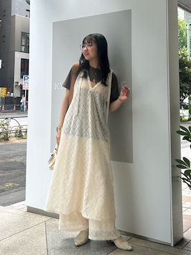 「レースワンピース」｜おかじ(ま)さん（レディース・160cm）の夏コーディネート