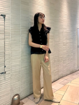 「アイテム（その他パンツ、イエロー系）」を使った、おかじ(ま)さん（レディース・160cm）の夏コーディネート