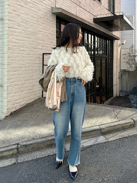 「エコバッグ」｜「アイテム（ニット/セーター）」を使った、おかじ(ま)さん（レディース・160cm）の冬コーディネート