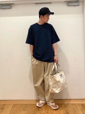 「FRUIT OF THE LOOM（フルーツオブザルーム）のアイテム（キャップ）」を使った、やまChanさん（メンズ・182cm）の春コーディネート