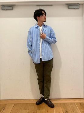 「オリーブ」｜「アイテム（その他シューズ）」を使った、やまChanさん（メンズ・182cm）の春コーディネート