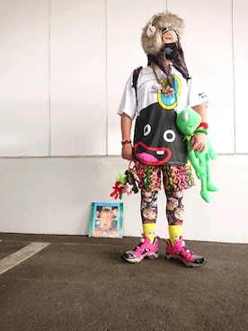 「H&M（エイチ・アンド・エム）のアイテム（レッグウェア）」を使った、GANGSTA.さん（メンズ・158cm）の夏コーディネート