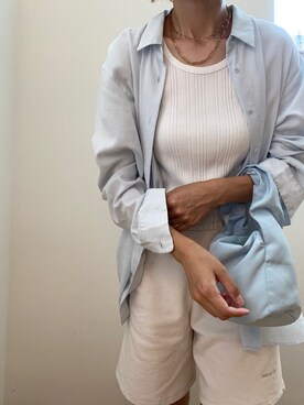 「ゴールドアクセ」｜「アイテム（スウェットパンツ）」を使った、k__sさん（レディース・158cm）の夏コーディネート