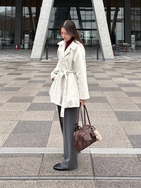 「アイテム（ステンカラーコート）」を使った、Maiさん（レディース・170cm）の冬コーディネート