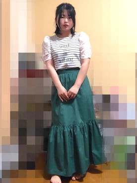「PROPORTION BODY DRESSING（プロポーションボディドレッシング）のアイテム（スカート）」を使った、涼音さん（レディース・148cm）の夏コーディネート