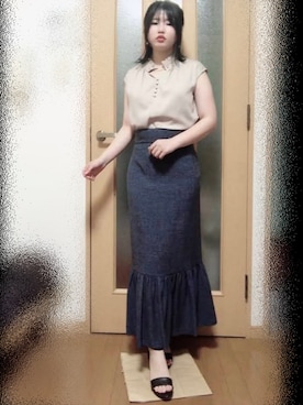 「PROPORTION BODY DRESSING（プロポーションボディドレッシング）のアイテム（スカート）」を使った、涼音さん（レディース・148cm）の夏コーディネート