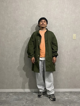 「スウェットコーデ」｜「アイテム（ニットキャップ/ビーニー）」を使った、koji@しらふ酒場さん（メンズ・166cm）の冬コーディネート