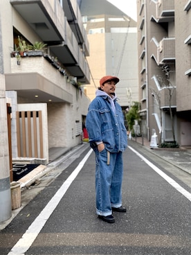 「LOS ANGELES APPAREL（ロサンゼルスアパレル）のアイテム（パーカー）」を使った、koji@しらふ酒場さん（メンズ・166cm）の春コーディネート