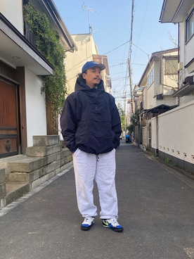LQQK Studio Cap ネイビー ルックスタジオ キャップ LQQK STUDIOのキャップを使った人気ファッションコーディネート