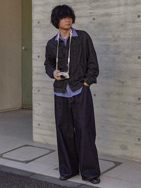 「アイテム（デニムジャケット）」を使った、平莉川己夢(コム)さん（メンズ・172cm）の冬コーディネート