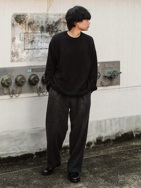 「マイベストコーデ2023」｜「アイテム（スラックス）」を使った、平莉川己夢(コム)さん（メンズ・174cm）の冬コーディネート