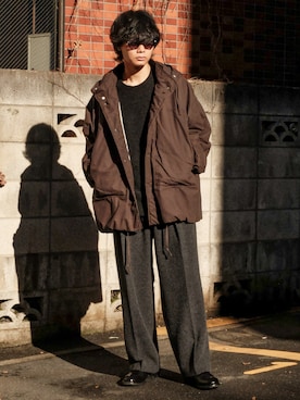 「アイテム（ブルゾン）」を使った、平莉川己夢(コム)さん（メンズ・174cm・20代）の冬コーディネート