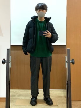 「アイテム（イヤーカフ、ホワイト系）」を使った、平莉川己夢(コム)さん（メンズ・172cm）の冬コーディネート