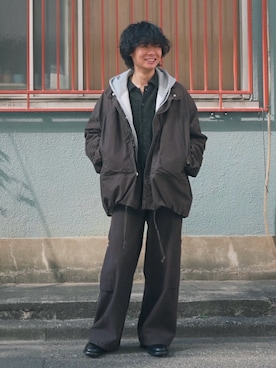 「HARROGATE（ハロゲイト）の【HARROGATE】KENSINGTON（ブーツ、ブラック系）」を使った、平莉川己夢(コム)さん（メンズ・172cm）の春コーディネート