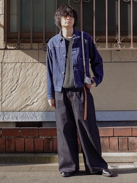 「COMOLI（コモリ）のアイテム」を使った、平莉川己夢(コム)さん（メンズ・172cm）の冬コーディネート