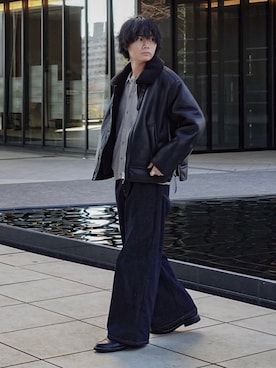 「blatto（ブラット）のアイテム」を使った、平莉川己夢(コム)さん（メンズ・172cm）の冬コーディネート