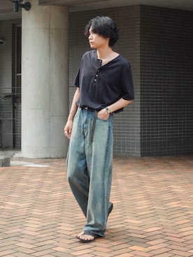 「Aesop（イソップ）のアイテム」を使った、平莉川己夢(コム)さん（メンズ・172cm）の夏コーディネート