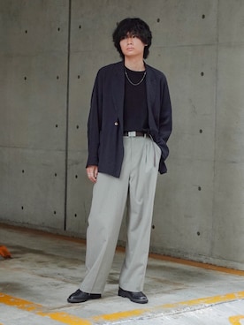 「XOLO（ショロ）のアイテム」を使った、平莉川己夢(コム)さん（メンズ・172cm）の春コーディネート