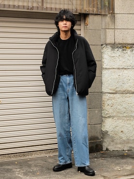 平莉川己夢(コム)さんの「marka / マーカ：CREW NECK - 2/72 wool single jersey washable -：M23D-11CS02C[COR]」を使ったコーディネート