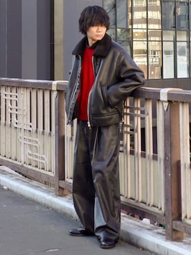 「HARROGATE（ハロゲイト）のアイテム」を使った、平莉川己夢(コム)さん（メンズ・172cm）の冬コーディネート