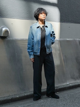 「アイテム（アンダーウェア）」を使った、平莉川己夢(コム)さん（メンズ・172cm）の春コーディネート