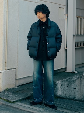 「Llife（ライフ）のLlife SLIGHT SQUARE ZIP BOOTS（ブーツ、ブラック系）」を使った、平莉川己夢(コム)さん（メンズ・172cm）の春コーディネート