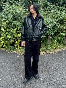 「アイテム（ポロシャツ）」を使った、平莉川己夢(コム)さん（メンズ・172cm）の秋コーディネート