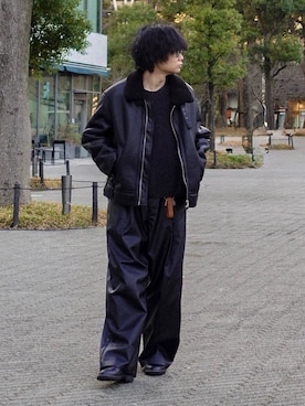 「blatto（ブラット）のアイテム」を使った、平莉川己夢(コム)さん（メンズ・172cm）の冬コーディネート