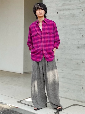 「アイテム（シャツ/ブラウス）」を使った、平莉川己夢(コム)さん（メンズ・172cm）の夏コーディネート