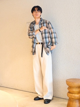 「Llife（ライフ）のアイテム」を使った、平莉川己夢(コム)さん（メンズ・172cm）の秋コーディネート