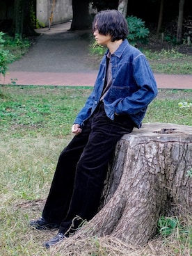 「アイテム（ポロシャツ）」を使った、平莉川己夢(コム)さん（メンズ・172cm）の秋コーディネート