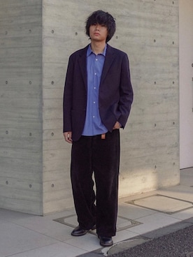 「アイテム（ジャケット/アウター、ブルー系）」を使った、平莉川己夢(コム)さん（メンズ・172cm）の冬コーディネート