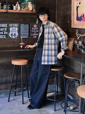 「LIDNM（リドム）のアイテム」を使った、平莉川己夢(コム)さん（メンズ・172cm）の春コーディネート