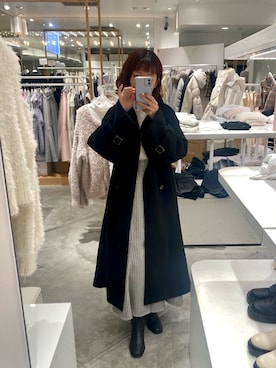 「マイベストコーデ2022」｜「アイテム（ステンカラーコート）」を使った、大澤由紀さん（レディース・155cm）の冬コーディネート