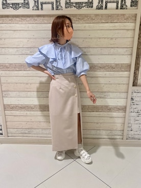 「one after another NICE CLAUP（ワンアフターアナザーナイスクラップ）のスニーカー底グルカサンダル（サンダル）」を使った、大澤由紀さん（レディース・155cm）の夏コーディネート