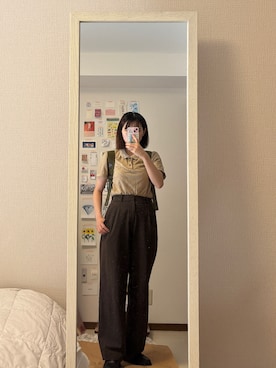 「アイテム（ポロシャツ）」を使った、はんみさん（レディース・157cm）の秋コーディネート