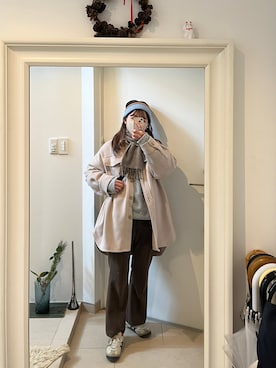 「アイテム（リング、ブルー系）」を使った、みたんさん（レディース・157cm）の冬コーディネート