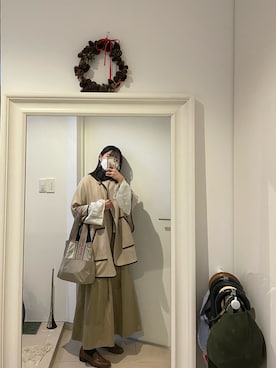 「w closet（ダブルクローゼット）のアイテム（その他アウター）」を使った、みたんさん（レディース・157cm）の冬コーディネート