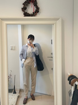 「BURBERRY（バーバリー）のアイテム（ローファー）」を使った、はんみさん（レディース・157cm）の春コーディネート