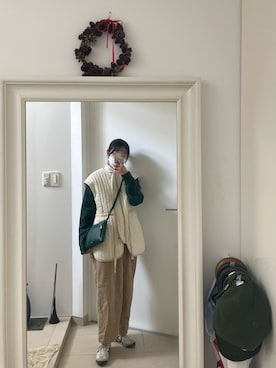 「w closet（ダブルクローゼット）のアイテム（その他アウター）」を使った、みたんさん（レディース・157cm）の冬コーディネート