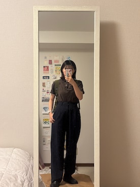 「アイテム（ポロシャツ）」を使った、はんみさん（レディース・157cm）の秋コーディネート