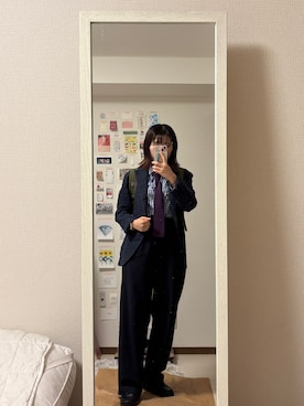 「アイテム（ネクタイ）」を使った、はんみさん（レディース・157cm）の秋コーディネート