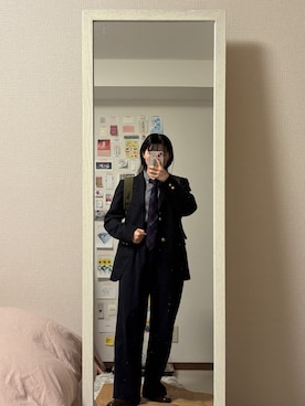 「アイテム（ネクタイ）」を使った、はんみさん（レディース・157cm）の秋コーディネート