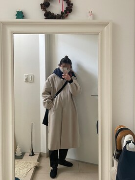 「アイテム（ファッション雑貨、ブルー系）」を使った、みたんさん（レディース・157cm）の冬コーディネート
