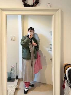 「w closet（ダブルクローゼット）のアイテム（ジャケット/アウター）」を使った、はんみさん（レディース・157cm）の春コーディネート
