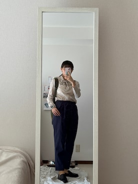 「MARGARET HOWELL（マーガレットハウエル）のアイテム（シャツ/ブラウス）」を使った、はんみさん（レディース・157cm）の秋コーディネート