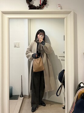 「アイテム（ノーカラーコート）」を使った、みたんさん（レディース・157cm）の冬コーディネート