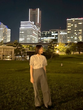 「MHL.（エムエイチエル）のアイテム（シャツ/ブラウス）」を使った、はんみさん（レディース・157cm）の秋コーディネート