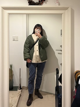 「w closet（ダブルクローゼット）のアイテム（ジャケット/アウター）」を使った、はんみさん（レディース・157cm）の冬コーディネート